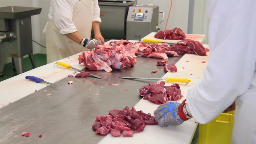 切肉的屠户与金属滤网手套