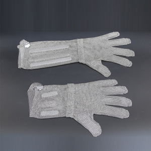 1201-五手加长款橡胶腕带不锈钢丝钢环防切割手套